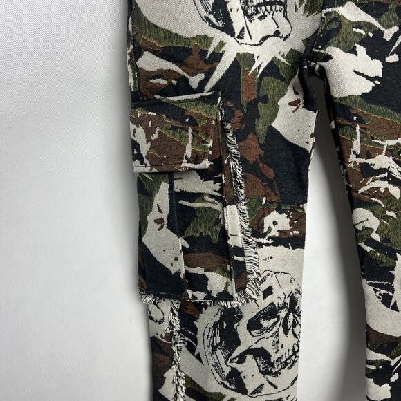 Rebel Vengeance Men Size 30 Skeleton Skull Camo Graphic Cargo Pants Streetwear - Picture 3 of 11